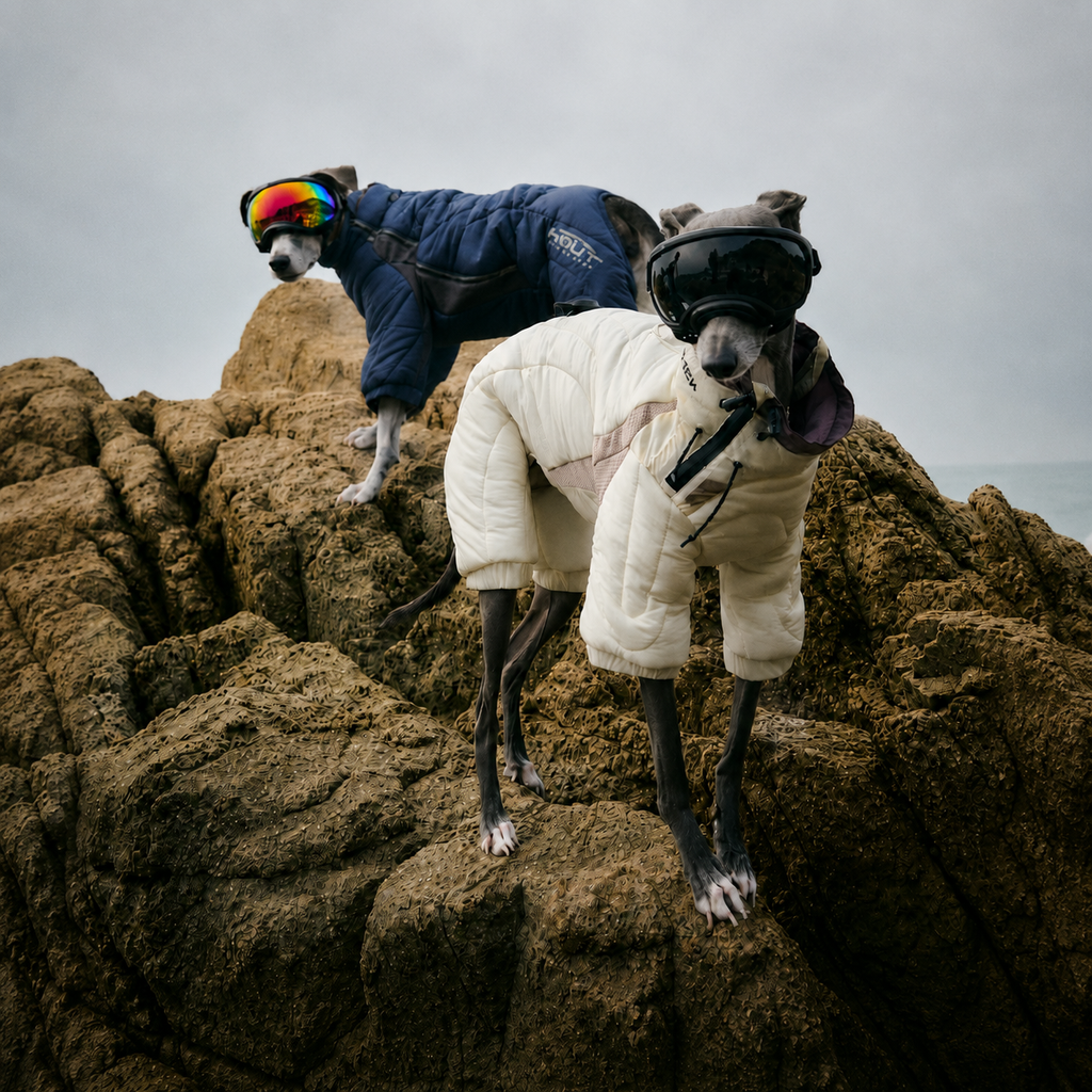 HOUT Contour All-in-One Dog Puffer Suit — Full-Coverage Winter Warmth